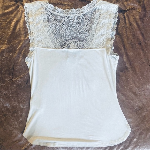 H&M White Tank Top with Lace Detail Small - Picture 3 of 6